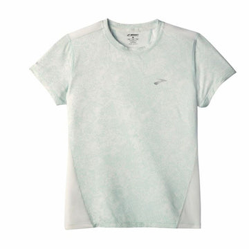 Men’s Short Sleeve T-Shirt Brooks Sprint Free Sleeve White Light Blue