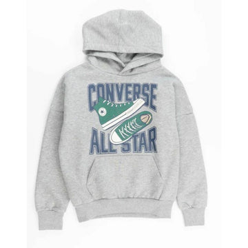 Felpa con Cappuccio Bambino Converse CNVB ALL STAR SNEAKER GFX HOOD 9CG903 042 Grigio