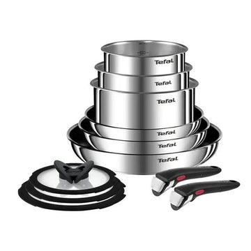 Batteria da Cucina Tefal L897SB74 Nero Rosso Acciaio 11 Pezzi