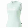 Women's Sleeveless T-shirt Puma Slim Logo Tank Aquamarine