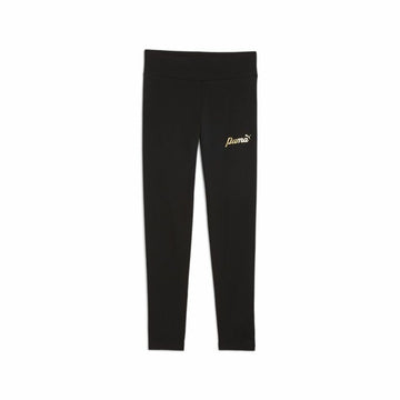 Leggings Sportivi per Bambini Puma Essentials+ Script Metallic Nero