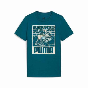 Child's Short Sleeve T-Shirt Puma Ess+ Mid 90S Graphic Blue