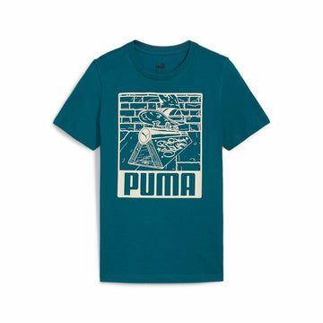 Child's Short Sleeve T-Shirt Puma Ess+ Mid 90S Graphic Blue