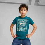 Maglia a Maniche Corte per Bambini Puma Ess+ Mid 90S Graphic Azzurro
