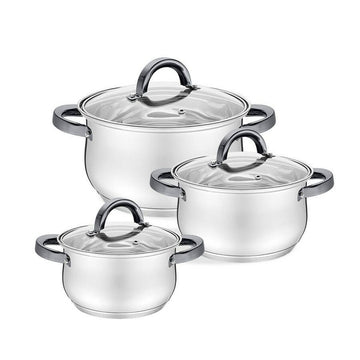 Casserole with Lid Feel Maestro MR-3522-6M-BLACK Silver Steel Stainless steel Ø 18 cm Ø 20 cm Ø 16 cm 2,5 L 1,8 L 3,5 L (6 Piece