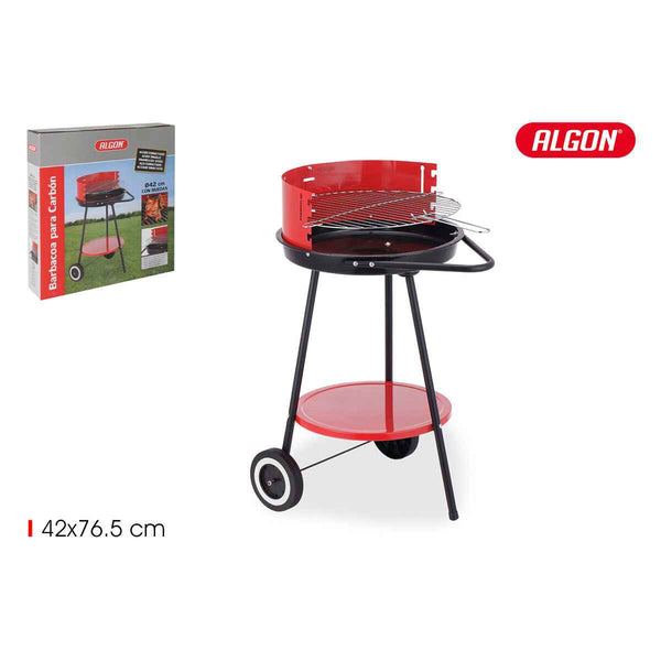Barbecue a Carboni con Ruote Algon Nero Rosso 42 x 76,5 cm (2 Unità)
