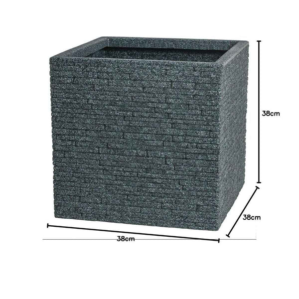 Vaso Strata Lavagna 39 x 39 x 39 cm Cemento Plastica Quadrato