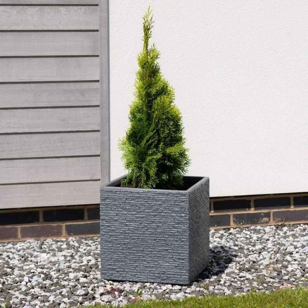 Vaso Strata Lavagna 39 x 39 x 39 cm Cemento Plastica Quadrato