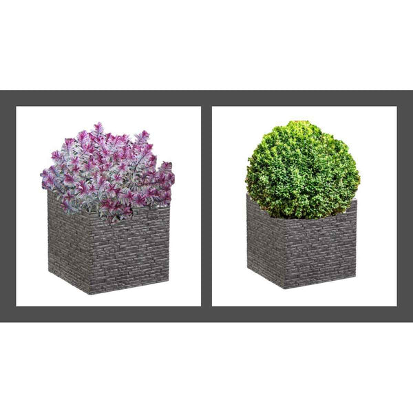 Vaso Strata Lavagna 39 x 38 x 40 cm Grigio Plastica Quadrato