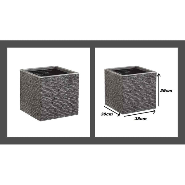 Vaso Strata Lavagna 39 x 38 x 40 cm Grigio Plastica Quadrato