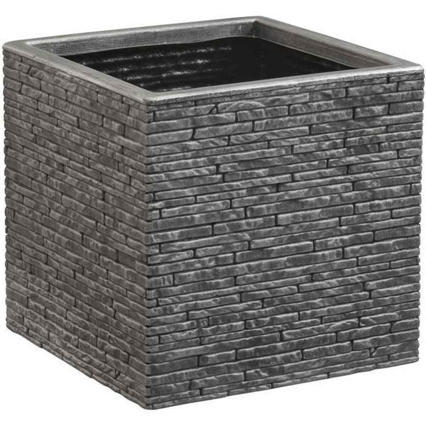 Vaso Strata Lavagna 39 x 38 x 40 cm Grigio Plastica Quadrato