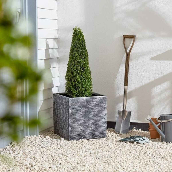 Vaso Strata Lavagna 39 x 38 x 40 cm Grigio Plastica Quadrato