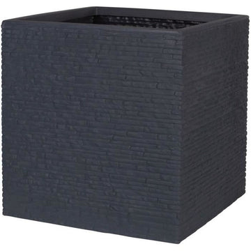 Vaso Strata Lavagna 39 x 39 x 39 cm Grigio scuro Plastica Quadrato