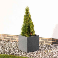 Vaso Strata Lavagna 39 x 39 x 39 cm Grigio scuro Plastica Quadrato