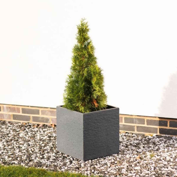 Vaso Strata Lavagna 39 x 39 x 39 cm Grigio scuro Plastica Quadrato