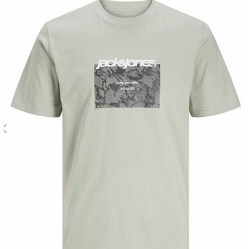Men’s Short Sleeve T-Shirt Jack & Jones JCOTARMAC CAMO FRONT TEE 12273239 Green