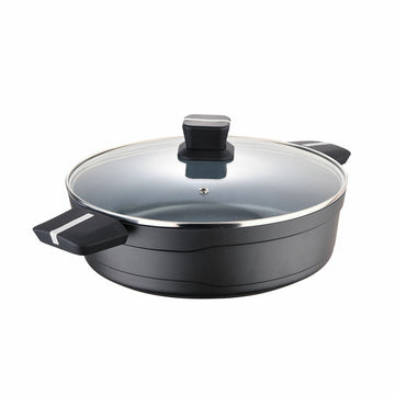 Pentola con Coperchio di Vetro San Ignacio Bistro SG6427 Nero opaco Alluminio fuso Bassa