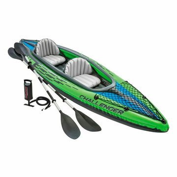 Inflatable Canoe Intex Water Lounge 351 x 76 x 38 cm Green 2 persons