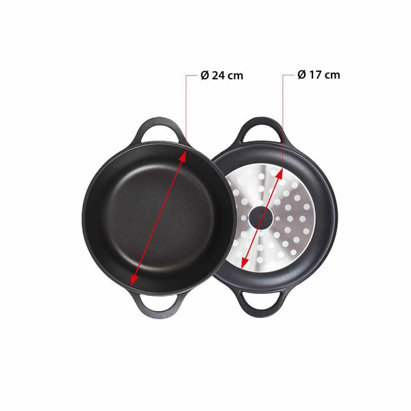 Casseruola con coperchio Valira 4141/25 Nero Ø 24 cm - Augustea Shop