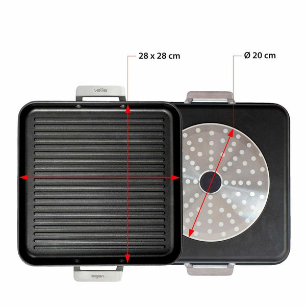 Griglia Valira 4652/25 28 x 28 cm 25 x 28 cm Nero Metallo Alluminio Ø 28 cm - Augustea Shop