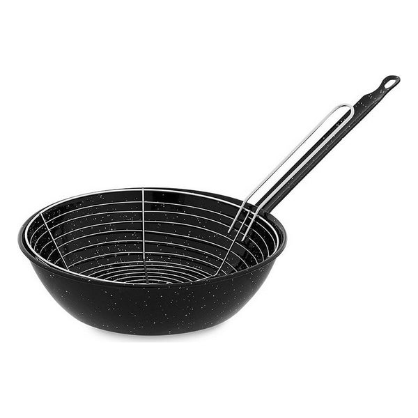 Padella per Friggere con Cestino Vaello Nero Acciaio Smaltato - Augustea Shop