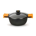 Casseruola BRA 5,7 L con coperchio in vetro - Ø 28 cm in Alluminio Fuso Nero Metallo