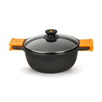 Casseruola BRA 5,7 L con coperchio in vetro - Ø 28 cm in Alluminio Fuso Nero Metallo - Augustea Shop