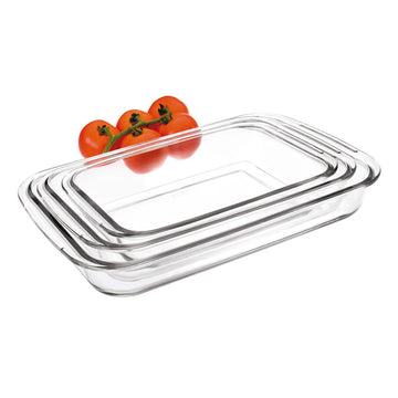 Baking tray Ibili 34,5 X 20,5 X 5 CM 39,3 X 23,6 X 5 CM 29,5 X 17,5 X 5 CM Transparent Metal Plastic 1 L 3 Units (3 Pieces)