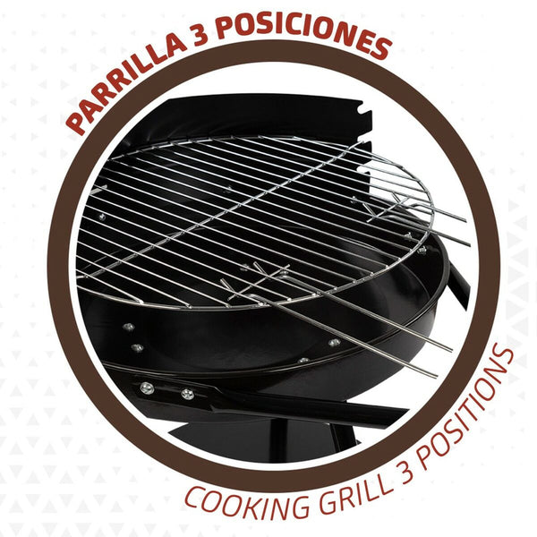 Barbecue a Carboni con Ruote Aktive Alluminio Metallo smaltato textilene 42 x 76,5 x 42 cm Nero - Augustea Shop
