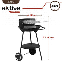 Barbecue a Carboni con Ruote Aktive Alluminio Metallo smaltato textilene 42 x 76,5 x 42 cm Nero - Augustea Shop