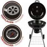 Barbecue a Carboni con Ruote Aktive Alluminio Metallo smaltato textilene 57 x 86 x 57 cm Nero - Augustea Shop