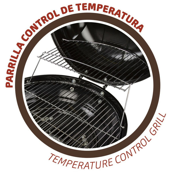 Barbecue a Carboni con Ruote Aktive Alluminio Metallo smaltato textilene 57 x 86 x 57 cm Nero - Augustea Shop