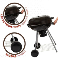 Barbecue a Carboni con Ruote Aktive Alluminio Metallo smaltato textilene 57 x 86 x 57 cm Nero - Augustea Shop