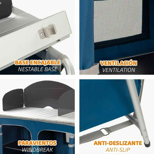 Armadio da campeggio Aktive Pieghevole Cucina 88 x 51 x 81 cm