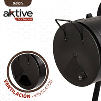 Barbecue a Carboni con Ruote Aktive Acciaio Plastica Metallo smaltato 106 x 106 x 61 cm Nero - Augustea Shop