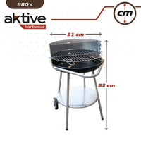 Barbecue a Carboni con Ruote Aktive Metallo smaltato 51 x 82 x 51 cm Nero - Augustea Shop