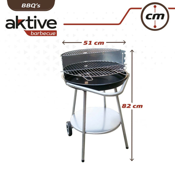 Barbecue a Carboni con Ruote Aktive Metallo smaltato 51 x 82 x 51 cm Nero - Augustea Shop