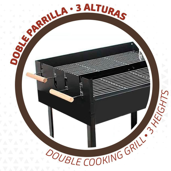 Barbecue a Carboni con Ruote Aktive Metallo smaltato 100,5 x 88,5 x 40 cm Nero - Augustea Shop