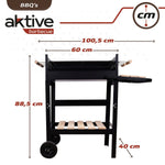 Barbecue a Carboni con Ruote Aktive Metallo smaltato 100,5 x 88,5 x 40 cm Nero - Augustea Shop