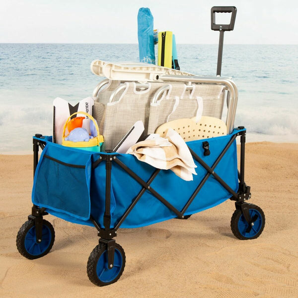 Carrello Multiuso Aktive Azzurro Nero Poliestere PVC Acciaio 88 x 108 x 47 cm Pieghevole Spiaggia - Augustea Shop