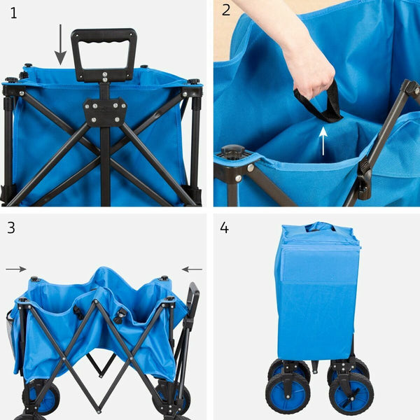 Carrello Multiuso Aktive Azzurro Nero Poliestere PVC Acciaio 88 x 108 x 47 cm Pieghevole Spiaggia - Augustea Shop