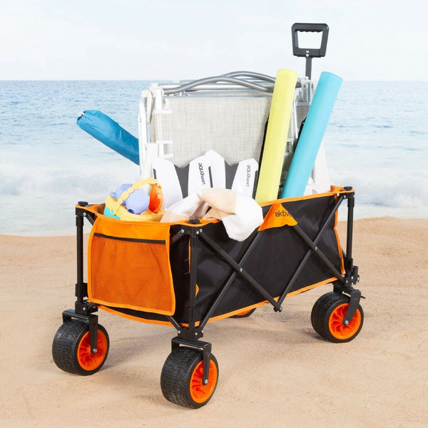 Carrello Multiuso Aktive Arancio Poliestere PVC Acciaio 86 x 108 x 44 cm Pieghevole Spiaggia - Augustea Shop