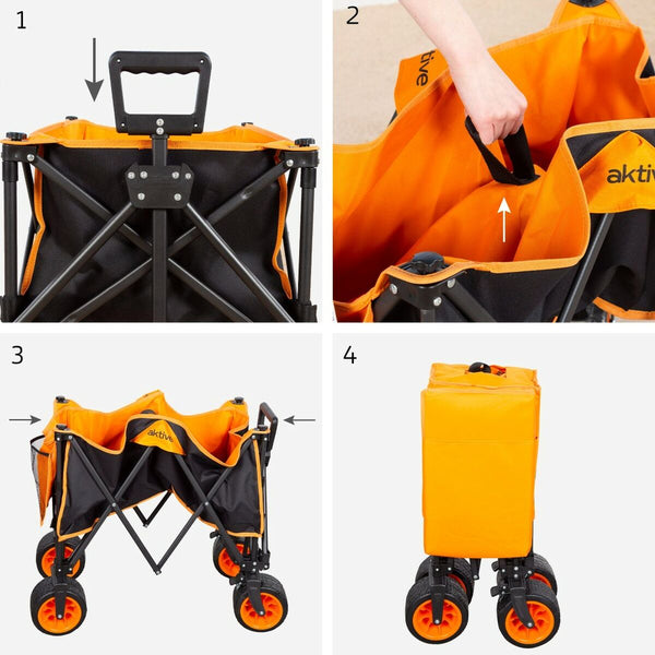 Carrello Multiuso Aktive Arancio Poliestere PVC Acciaio 86 x 108 x 44 cm Pieghevole Spiaggia - Augustea Shop