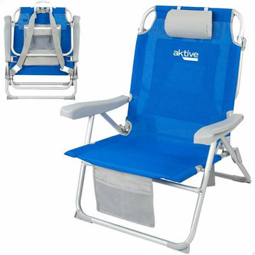 Sedia da Spiaggia Aktive 55 x 66 x 86 cm Azzurro Grigio