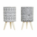 Vaso DKD Home Decor Grigio Cemento Bianco Pino Boho (14,3 x 14,3 x 26,2 cm) (2 Unità)