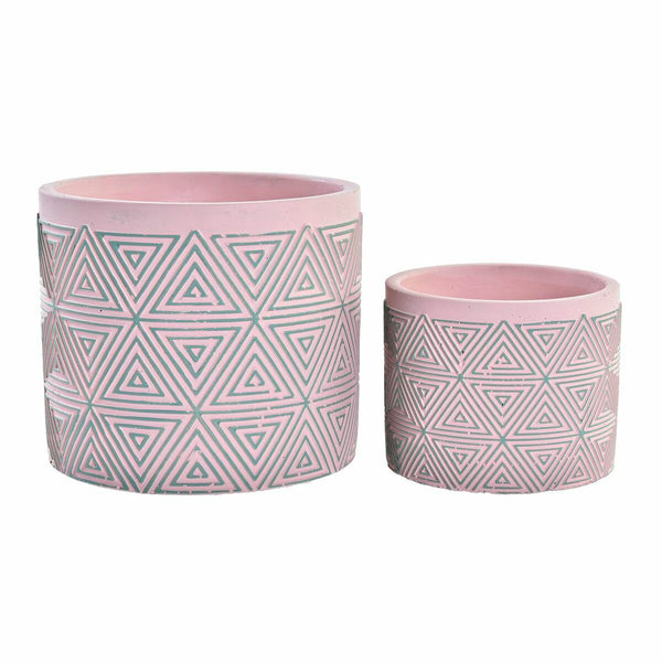 Set di vasi da fiori DKD Home Decor Cemento 2 Pezzi 2 Unità (17 x 17 x 15 cm) - Augustea Shop