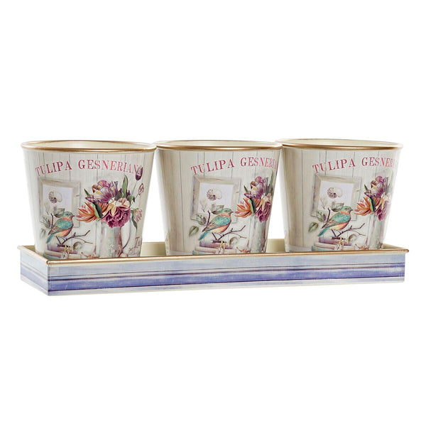 Set di Vasi DKD Home Decor Rosa Dorato PVC Alluminio Shabby Chic 38 x 13 x 14 cm (3 Pezzi) - Augustea Shop