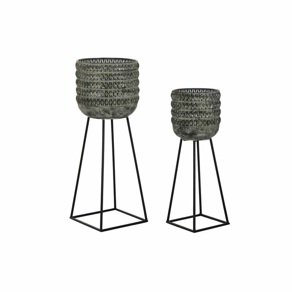 Set di vasi da fiori DKD Home Decor Consumato 32 x 32 x 84 cm Metallo (2 Unità) - Augustea Shop