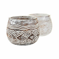 Vaso DKD Home Decor Marrone Bianco (2 Unità) (22 x 22 x 16 cm) - Augustea Shop