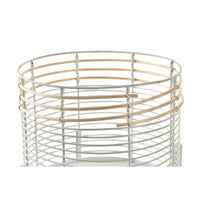 Set di Vasi DKD Home Decor Bianco Naturale Metallo Rattan Quadrato 25 x 25 x 32 cm (2 Unità) - Augustea Shop